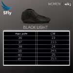 جدول سایز بندی زنانه بوت اسکیت سرعت اسفلای مدل بلک لایت