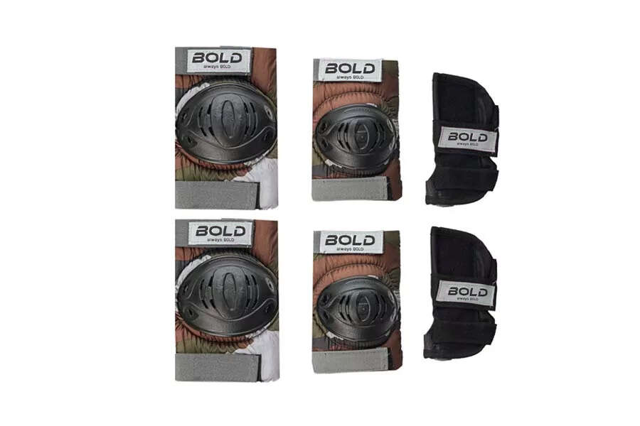 ست لوازم ایمنی اسکیت برند Bold رنگ چریکی لیبل سفید